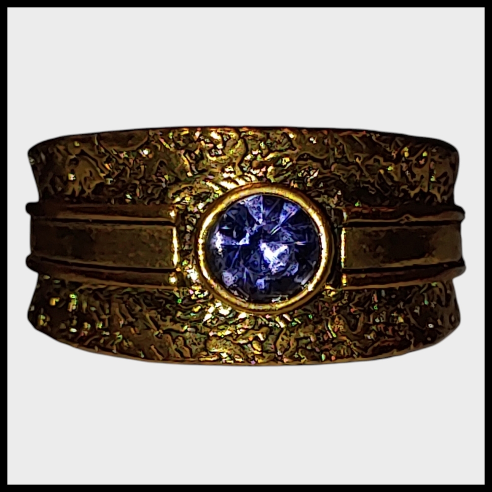 Vintage Wide Band Ring with Purple Stone